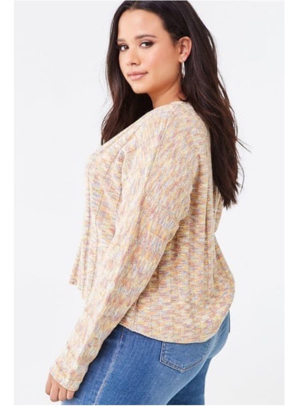 Forever 21 Plus Long Sleeve Cropped Sweater in Multi Color Knit - Picture 2 of 8